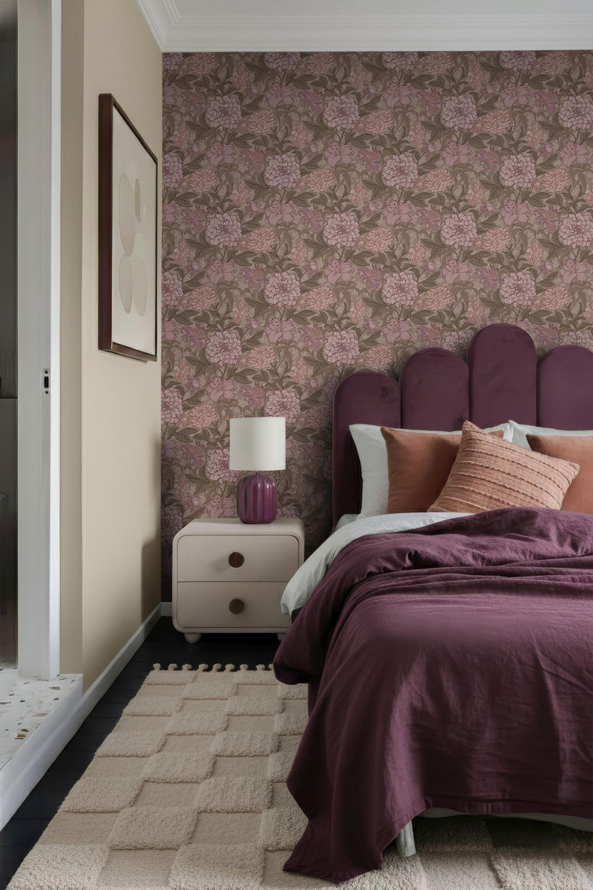TAPETE Blumenmuster 50 x 900 cm - Lila, Papier (50/900cm) - ESTAhome