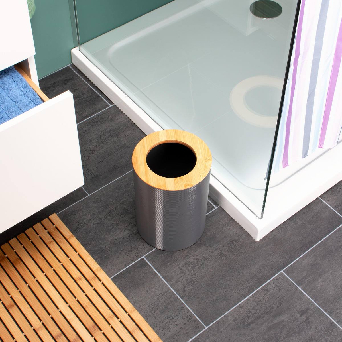 BADEZIMMER-SET 6tlg. SEGNO, grau - Grau, Kunststoff (19/24.5/19cm) - bremermann