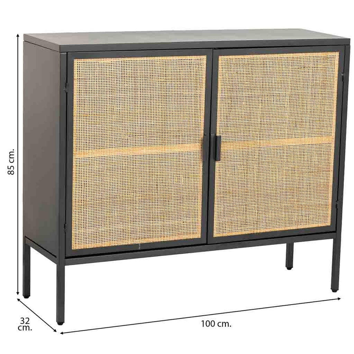 HOLZ-METALLSCHRANK mit 2 Türen, Schwarz, 100x32x85h cm - Schwarz, Holz (100/85/32cm) - Wanderlust