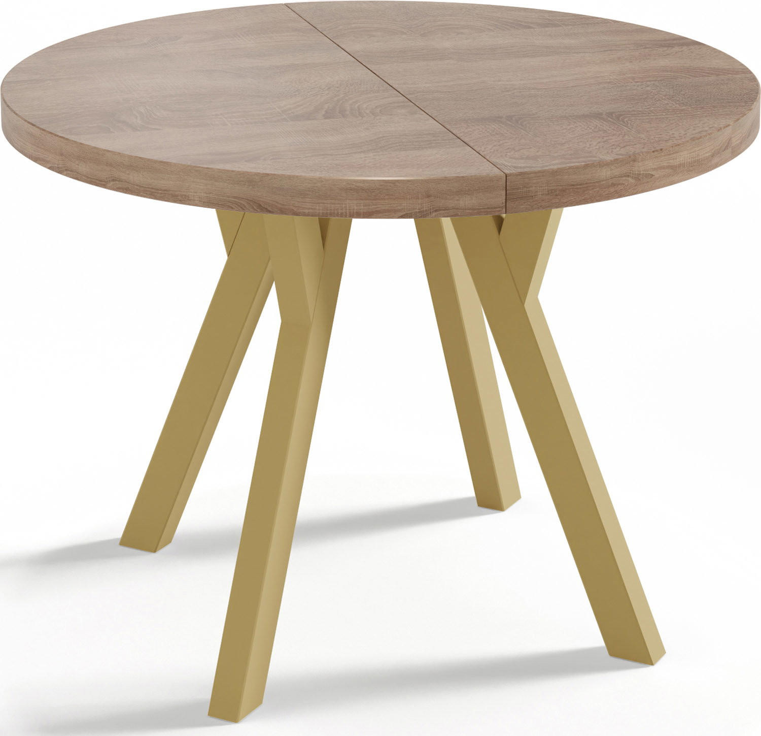 ESSTISCH Mateo runder ausziehbarer, Sonoma Eiche 100-150/100/76 cm - Goldfarben/Braun, Holz/Holzwerkstoff (100/150/76cm) - WFL GROUP