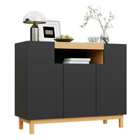 SIDEBOARD 120,5/42/96 cm mit 3 Türen & offenem Fach in Schwarz-Holzoptik - Schwarz, Holzwerkstoff (120.5/96/42cm) - BEAOK