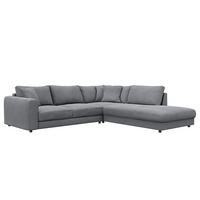 ECKSOFA mit Ottomane - Schwarz/Grau, Holz/Kunststoff (267/254cm) - home24