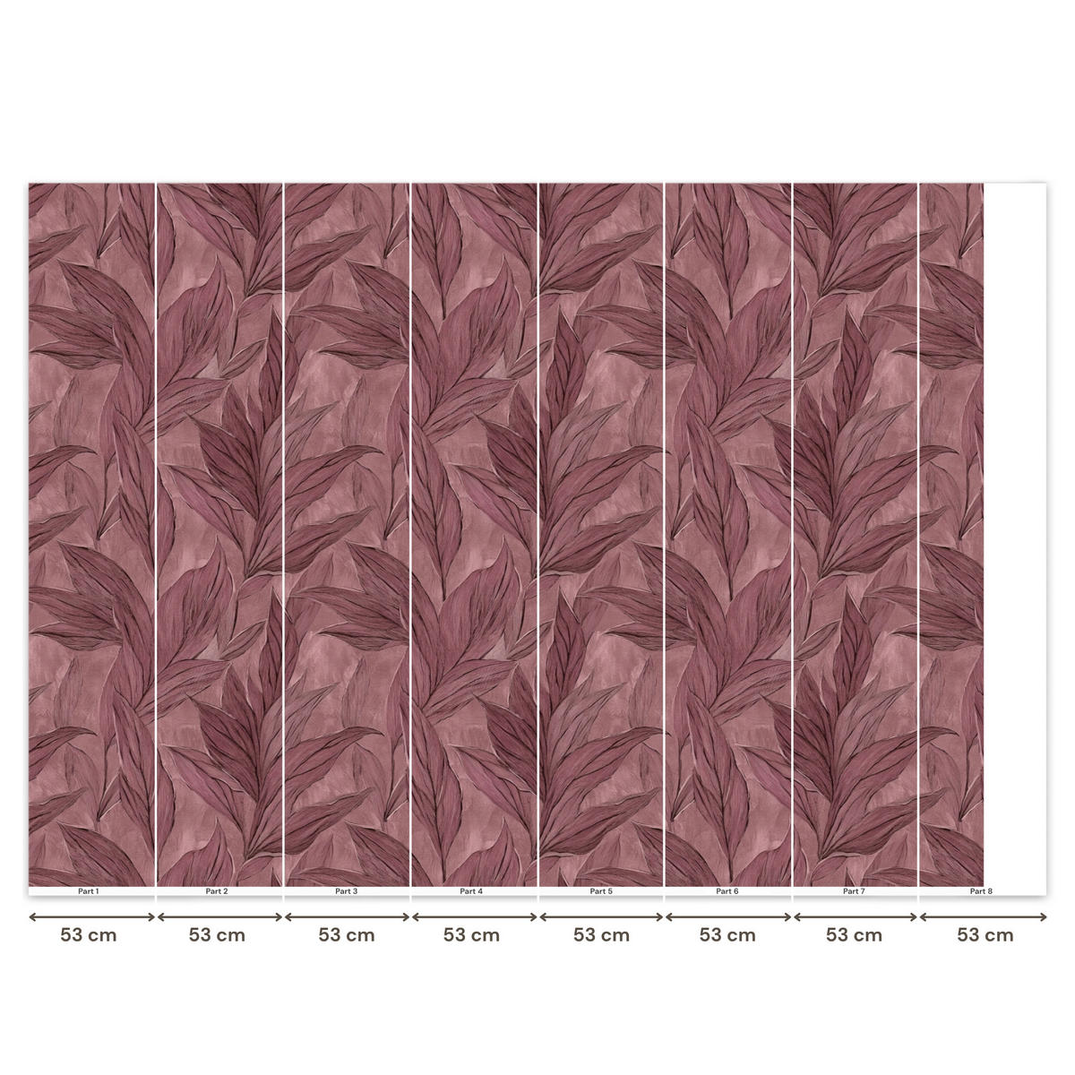 TAPETE - Blätter - Muster - Lila - 400x300 cm - Altrosa, Papier (400/300cm) - OnlyWow