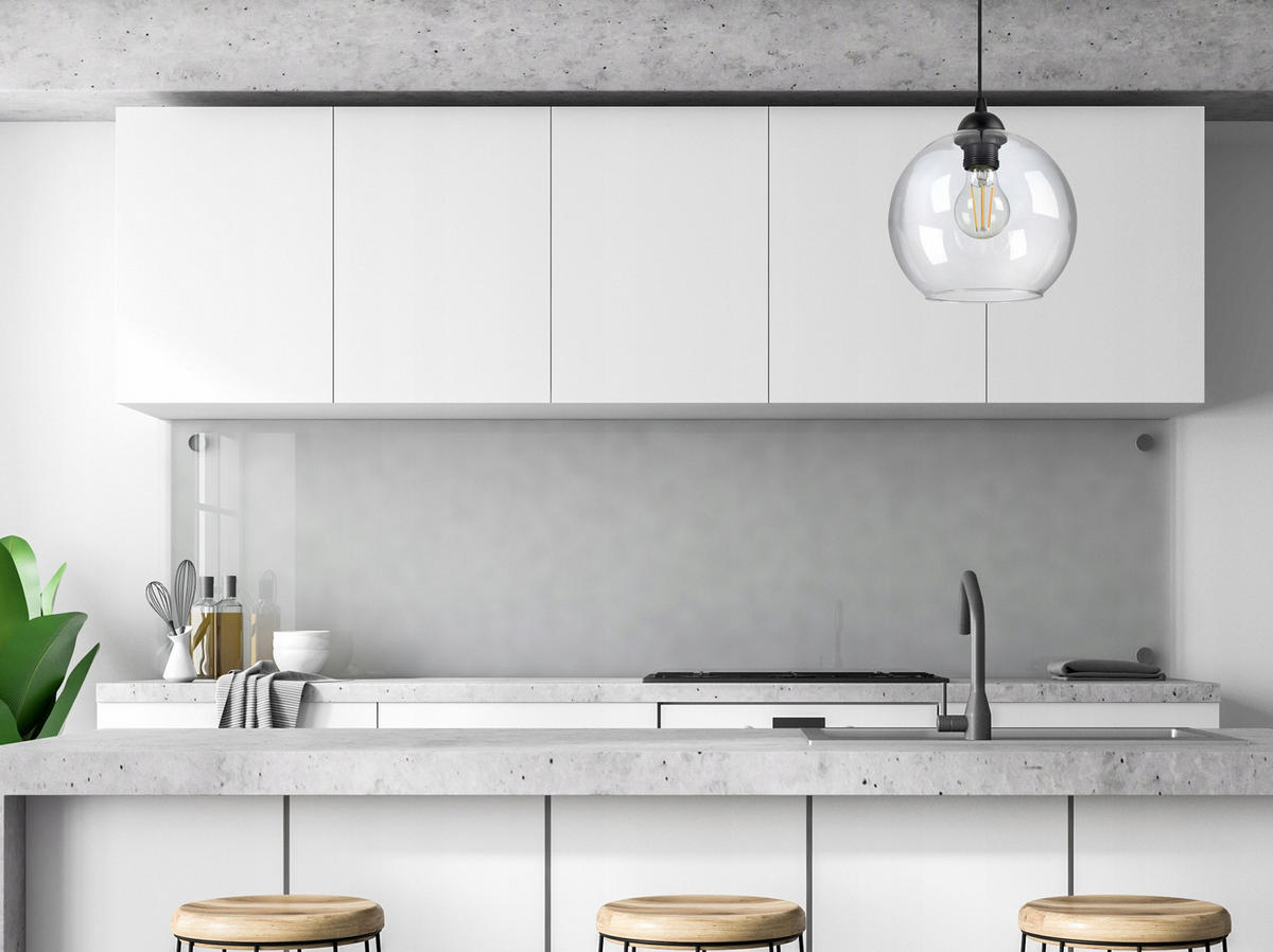 PENDELLEUCHTE HAGEN - Transparent/Schwarz, Glas/Metall (20/20/80cm) - kiki design