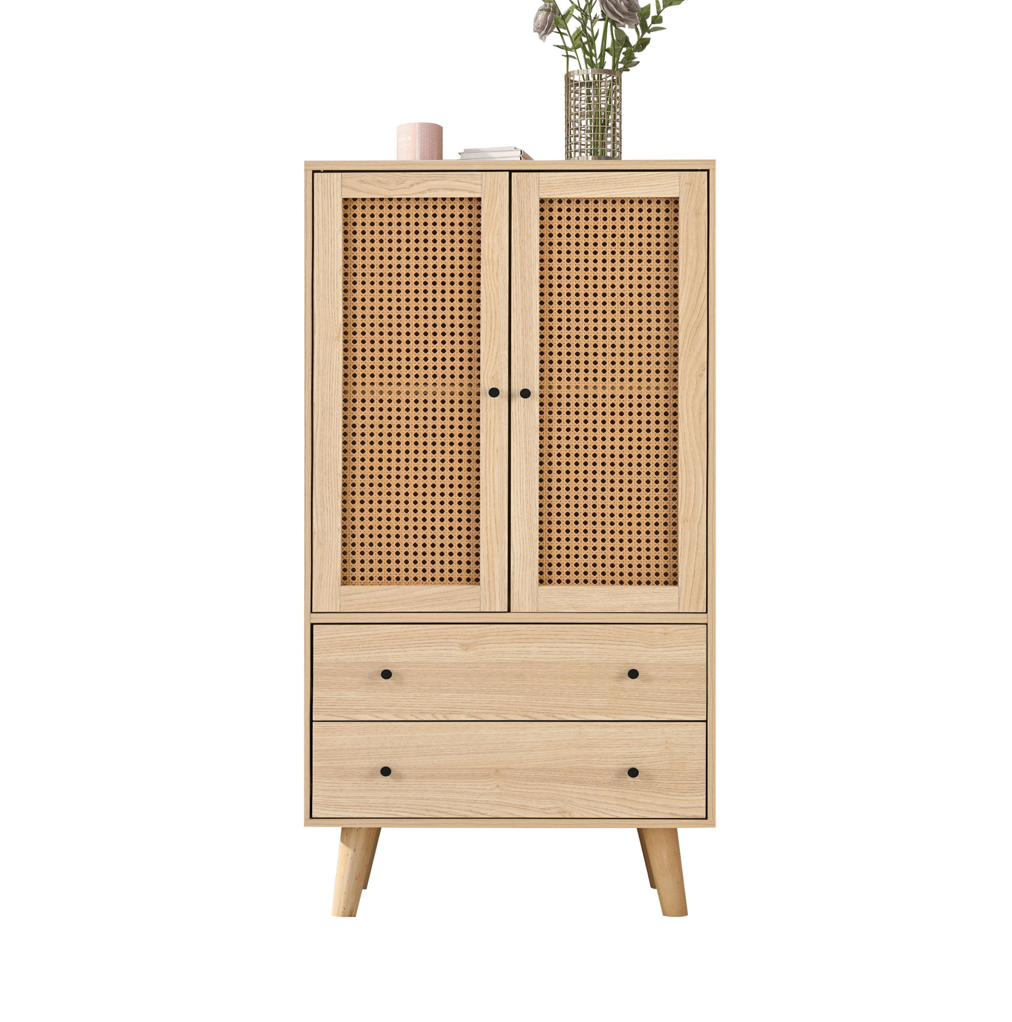 SIDEBOARD 60/40/120 cm Eiche aus Spanplatte mit Rattanfront - Eichefarben, Holzwerkstoff (40/120/60cm) - OKMYHOME