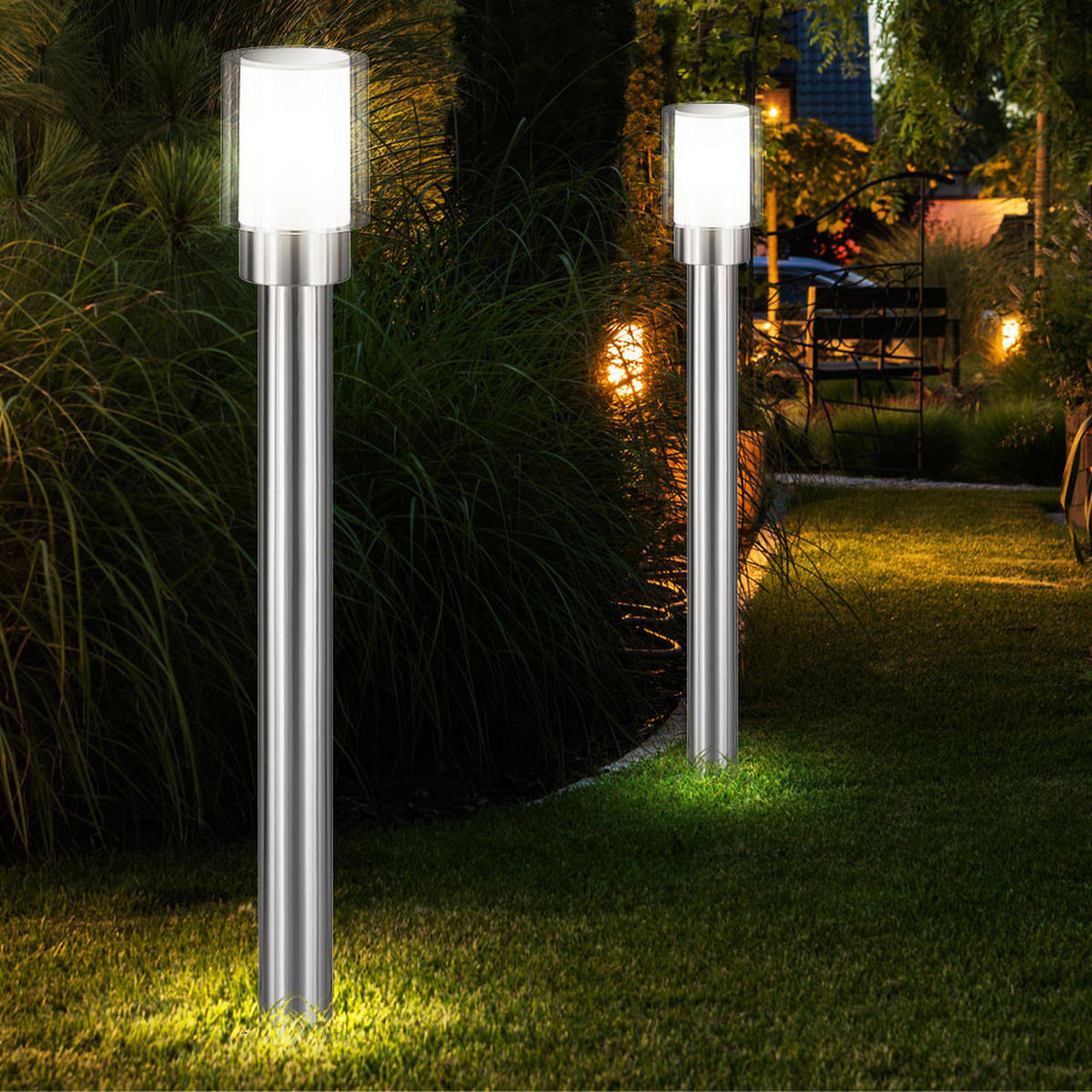 LED STEHLEUCHTE Edelstahl Silber Weiß - Silberfarben, Metall (12/12/80cm) - Wofi