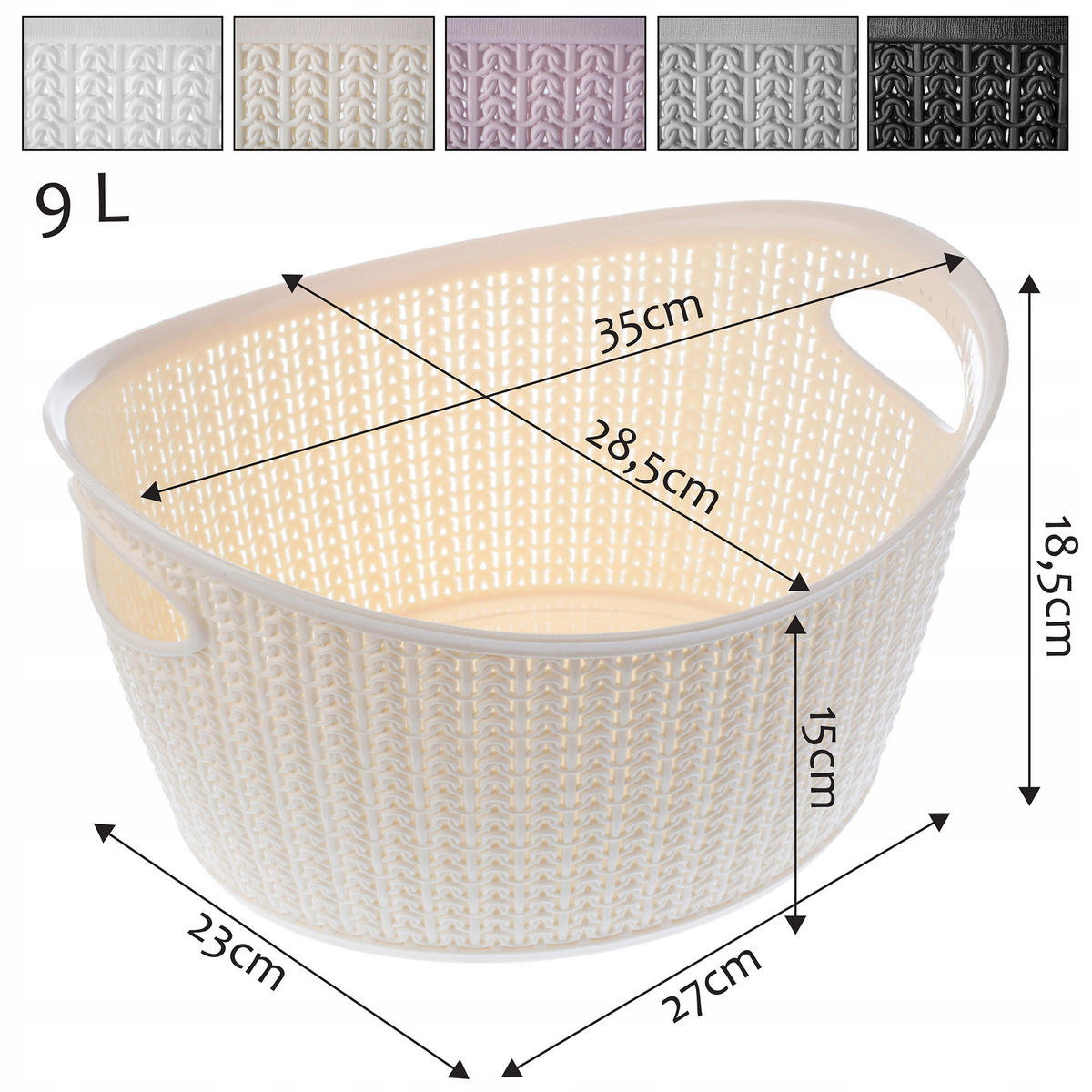 KUNSTSTOFFKORB 9L, Creme - Creme, Kunststoff (25/29cm) - KADAX