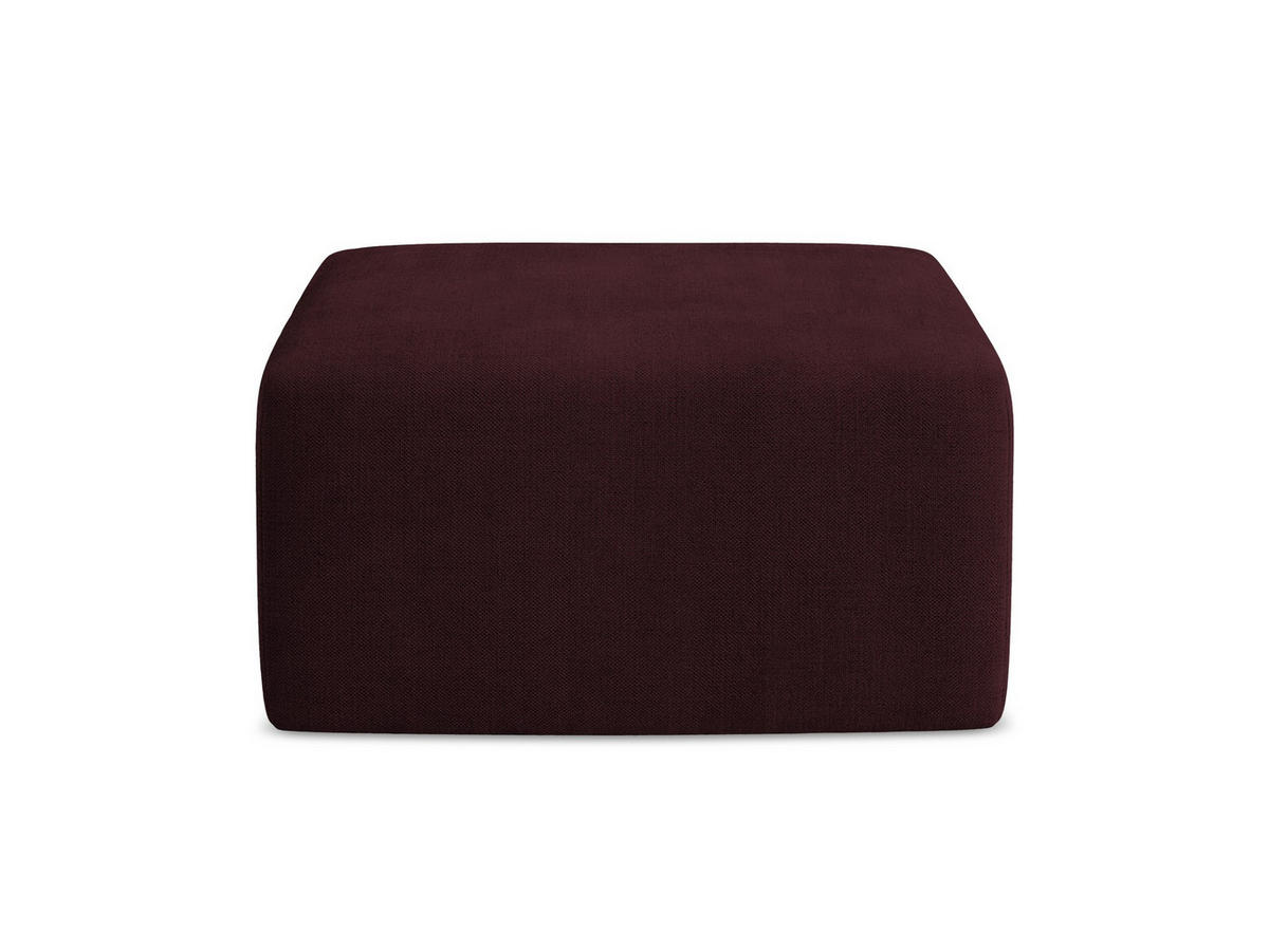 POUF Strukturstoff Rot - Weinrot/Schwarz, Holzwerkstoff/Kunststoff (75/37/75cm) - Makamii