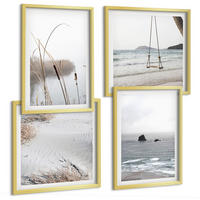 BILDER SET 4er Set - 50x50 cm & 40x60 cm Goldrahmen - Vegetation am Wasser im Sommer - Goldfarben, Kunststoff (50/50cm) - TULUP