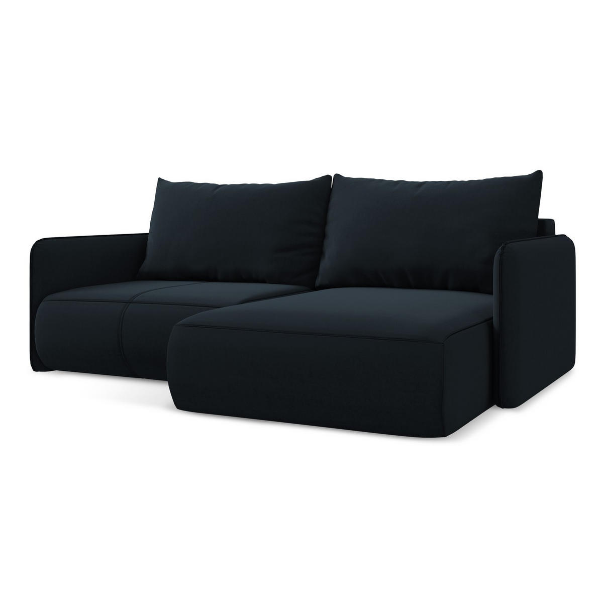 ECKSOFA mit Schlaffunktion Samt Stoff Blau - Blau/Schwarz, Kunststoff/Textil (207/148cm) - LaMiaSofa