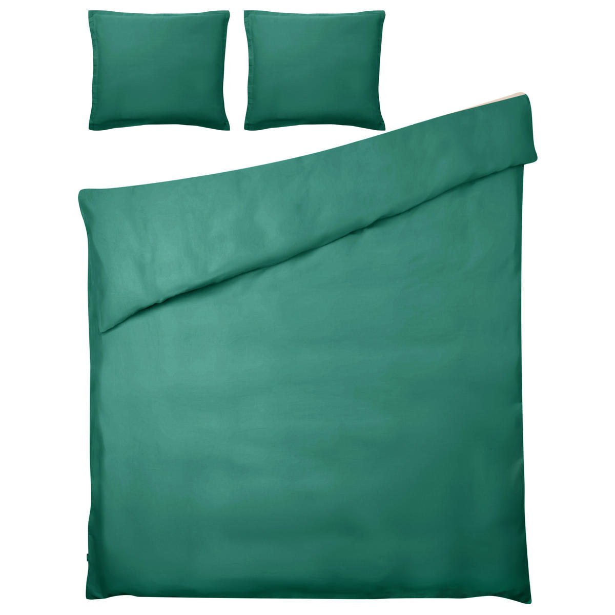 BETTWÄSCHE-SET 150/200 cm Baumwollsatin Grün Parkrose - Grün, Textil (150/200cm) - Beliani