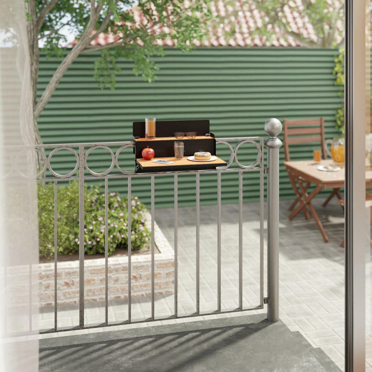 BALKONTISCH – hängend – LEVIRA – Modell 48 – Metall – Schwarz – 48x35x29 cm - Schwarz, Metall (35/48/29cm) - Letti Moderni