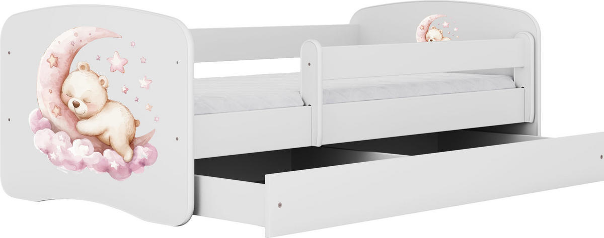 KINDERBETT Emily mit Schublade und Matratze, Weiß 70x140 cm - Roségold/Weiß, Holzwerkstoff (140/70cm) - WFL GROUP