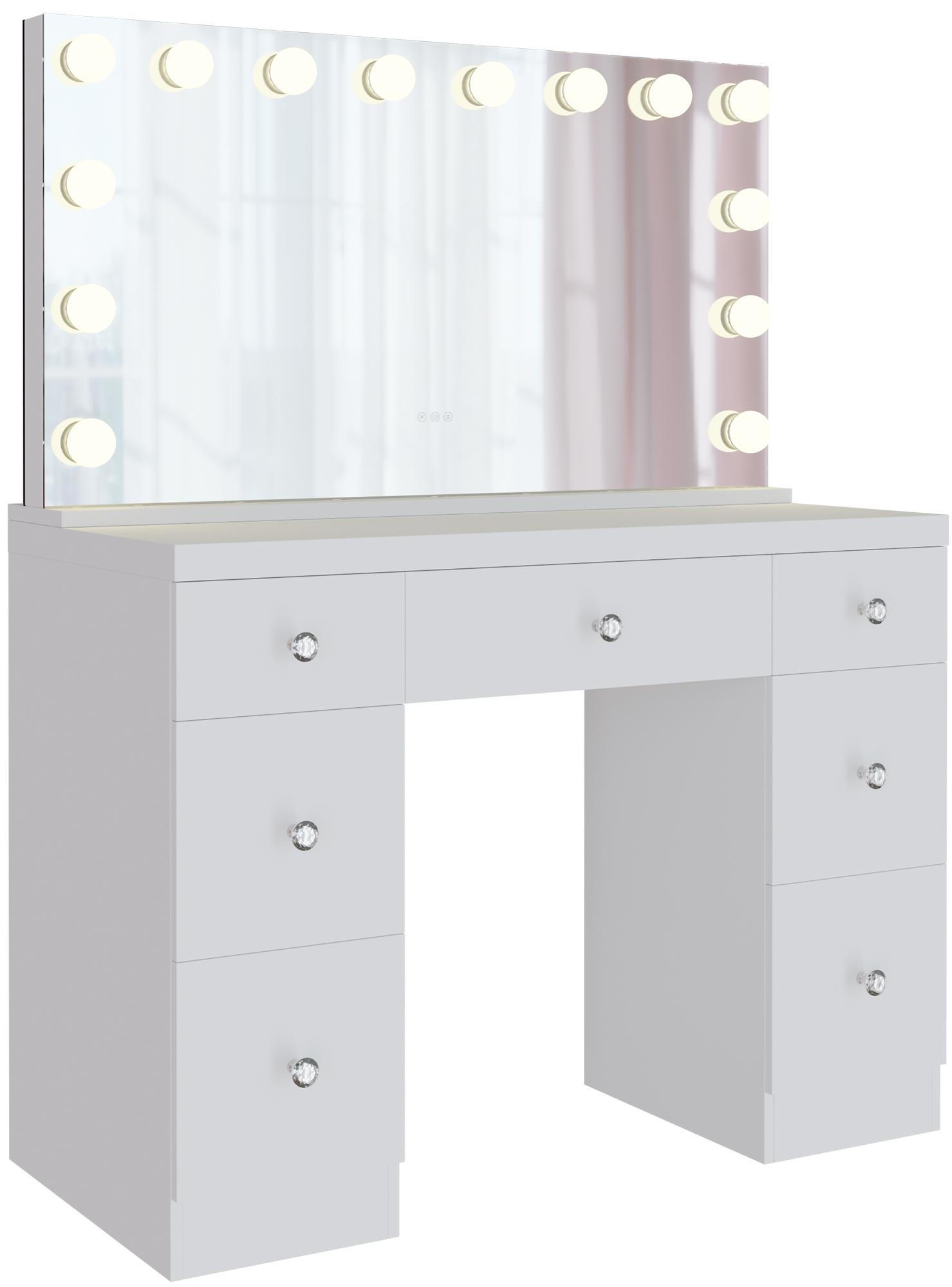SCHMINKTISCH eckig 110/49/144 cm Holz weiß - Weiß, Holz (110/144/49cm) - CLP