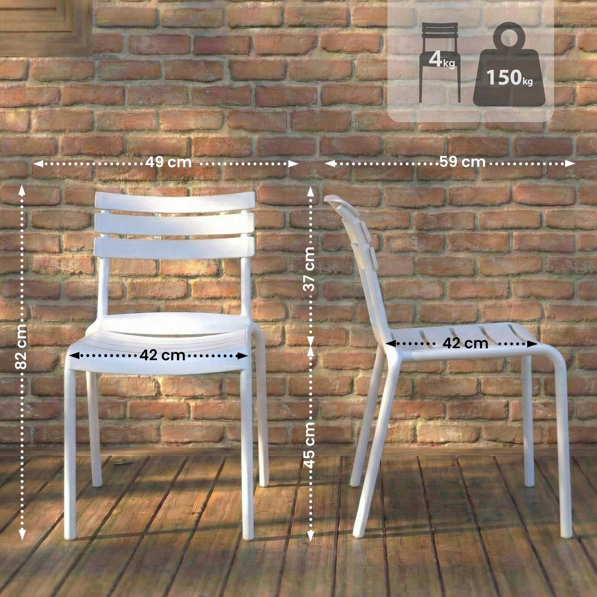 GARTENSTUHL Kunststoff Weiß - Weiß, Kunststoff (49/82/59cm) - CLP