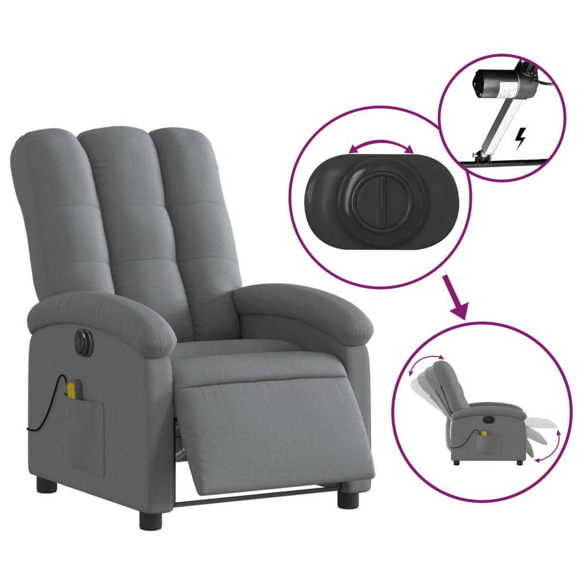 MASSAGESESSEL Loy - Grau, Metall (70/101/93cm) - Nettlife