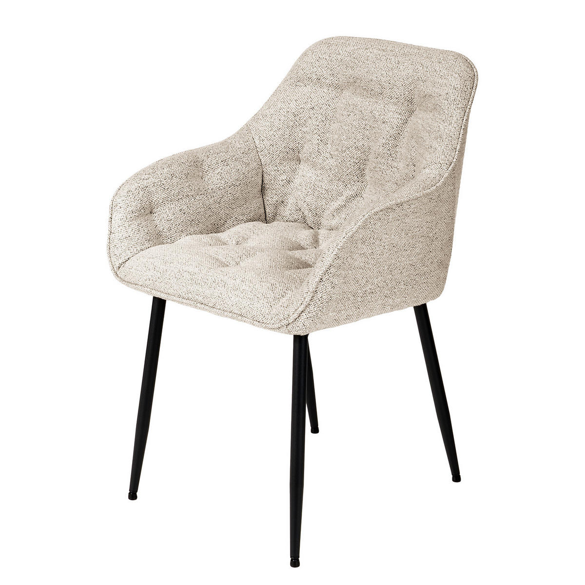 ARMLEHNENSTUHL - 2er-Set - Beige, Textil/Metall (58/83/55cm) - home24