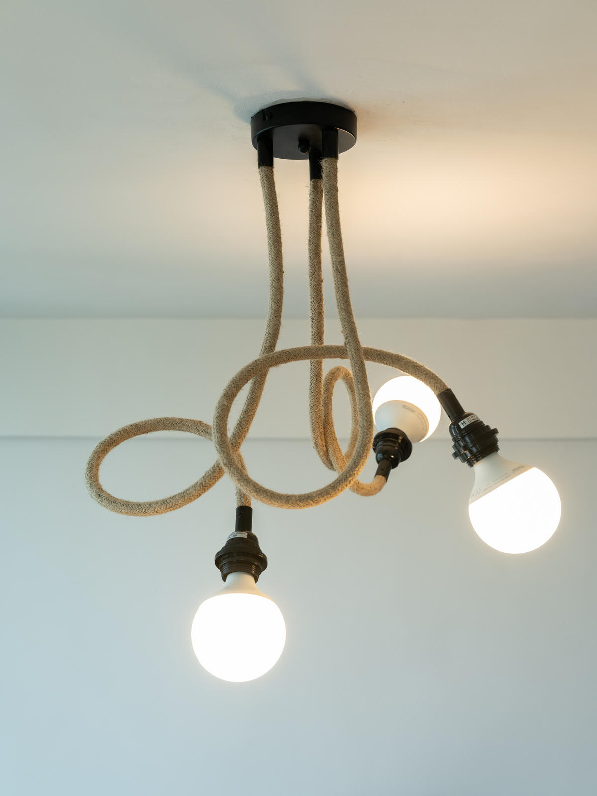 PENDELLEUCHTE TWIST 3 Flammig - Naturfarben, Naturmaterialien (90/12/90cm) - HOOPZI