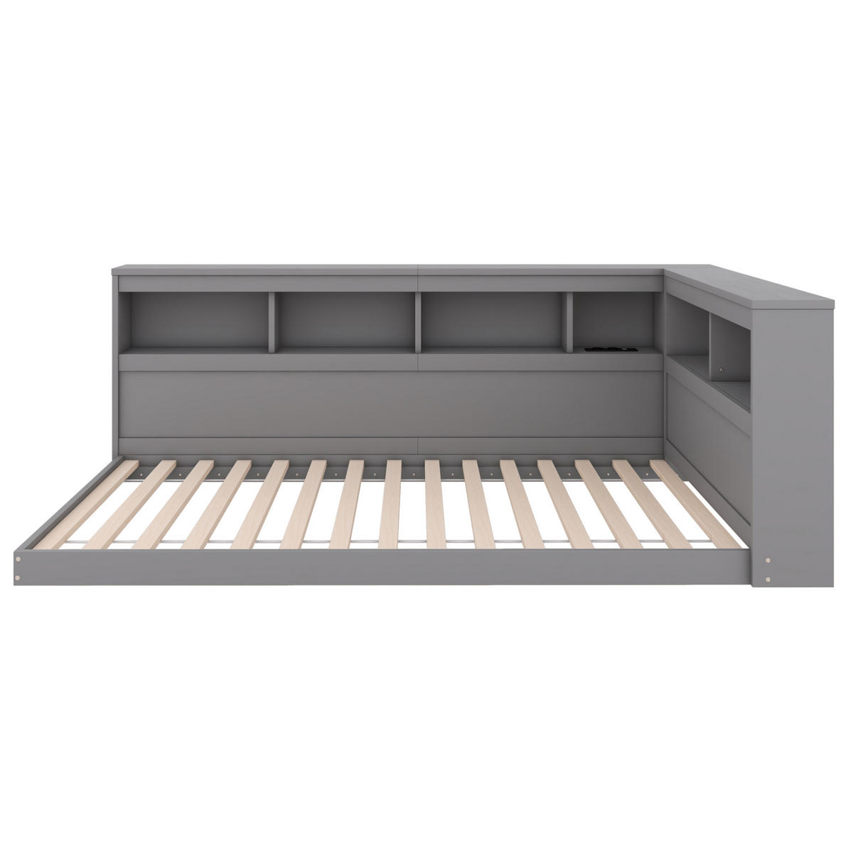 POSTEĽ 90/200 cm, drevotrieska/MDF, sivá s USB a zásuvkou - sivá, kompozitné drevo (90/200cm) - BEAOK