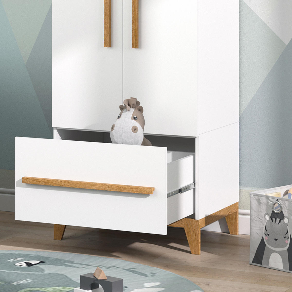 KINDERKLEIDERSCHRANK Malia Weiß 70 x 186.8 cm - Eichefarben/Weiß, Holzwerkstoff (70/186.8/53.4cm) - VitaliSpa