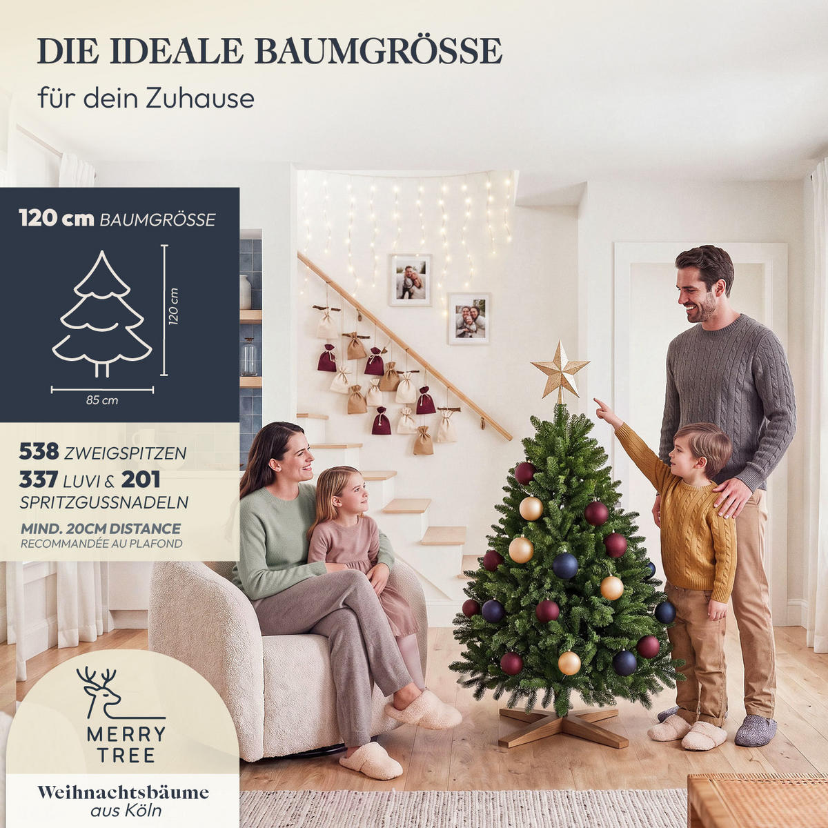 WEIHNACHTSBAUM aus PE & PVC Mix, 120 cm - Grün, Kunststoff (120cm) - Merry Tree