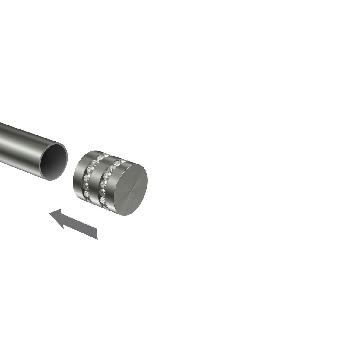 ENDSTÜCKE FÜR GARDINENSTANGEN 20 mm Ø, Estana Edelstahl-Optik, Packung 2 Stück - Edelstahlfarben, Metall (2.6/2.8/2.8cm) - INTERDECO