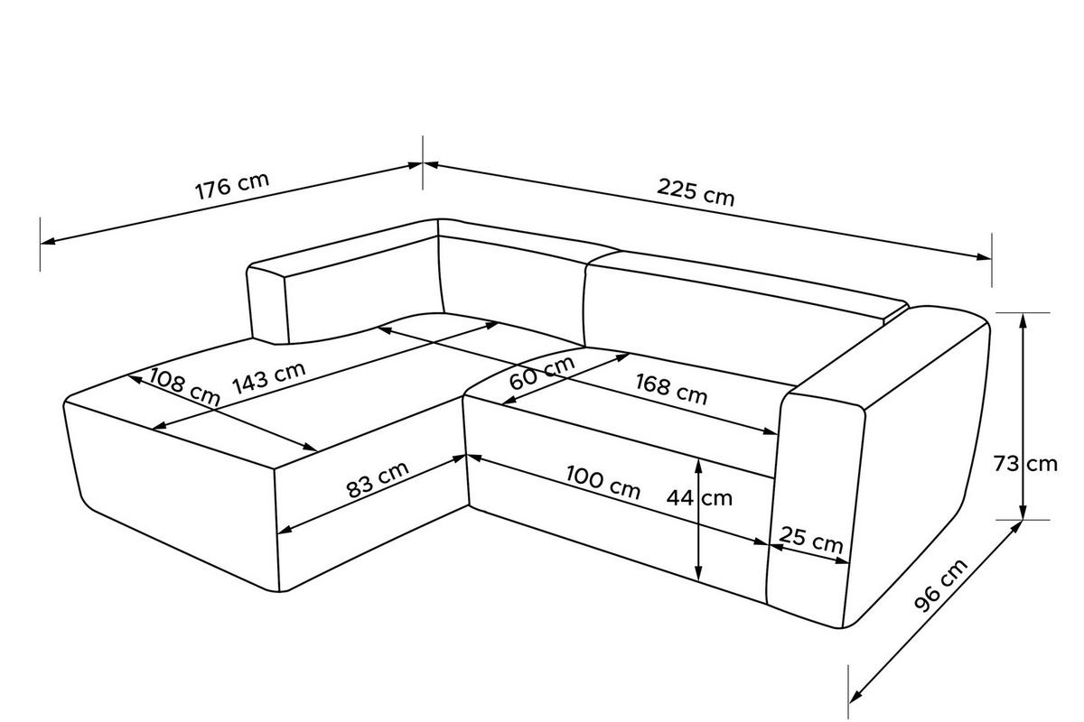ECKSOFA LINKS FUBBO, Anthrazit - Anthrazit, Holz/Holzwerkstoff (225/176cm) - KONSIMO®