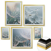 WANDBILDER 5er Set - 50x50 cm & 20x30 cm & 40x60 cm Goldrahmen - Lineare abstrakte Motive - Goldfarben, Kunststoff (40/60cm) - ArtPrintCave
