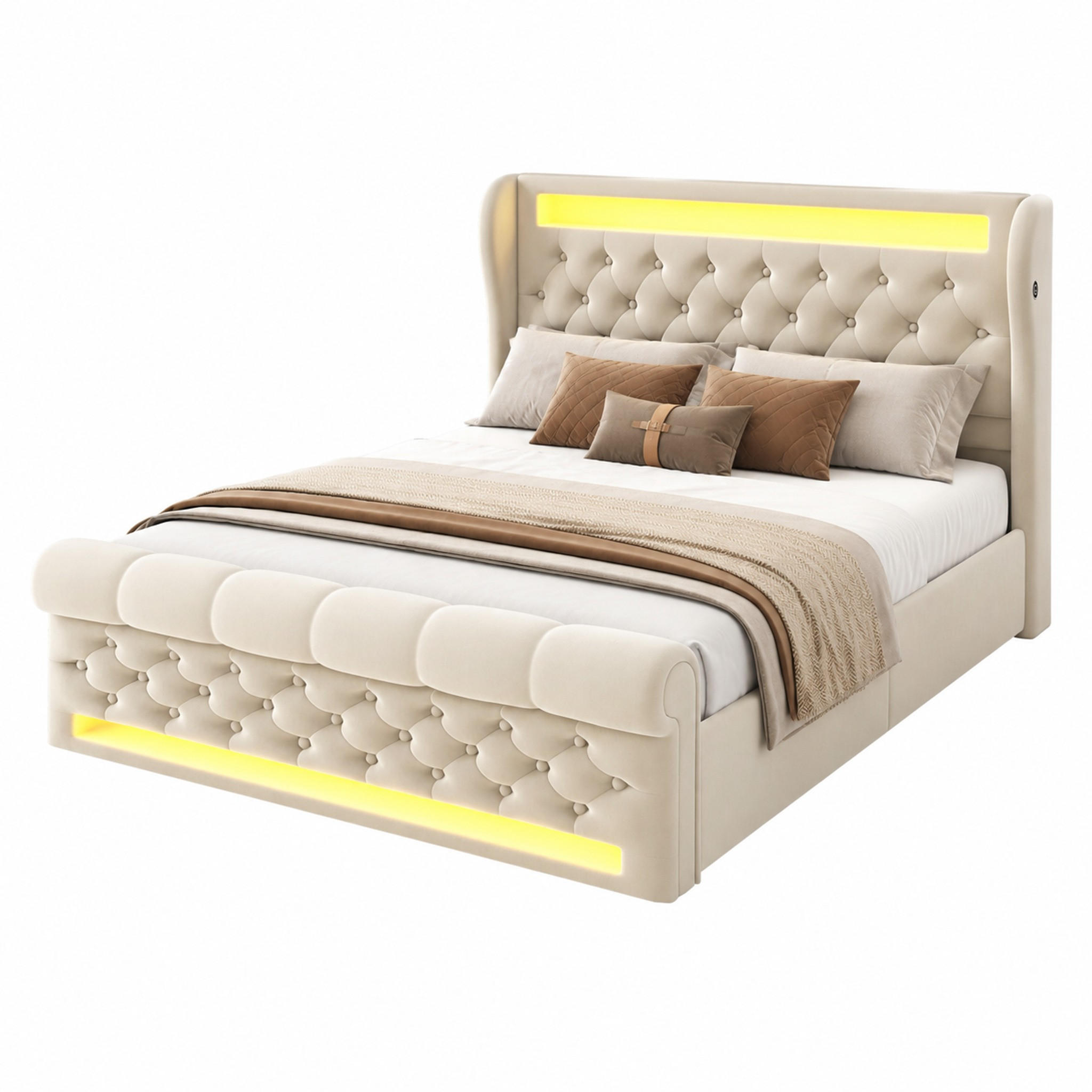 Beauniv Polsterbett Beige 140x190 cm