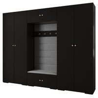 GARDEROBEN-SET 236,7/300/47 - Goldfarben/Schwarz, Holz/Kunststoff (300/236.7/47cm) - Abiks Möbel