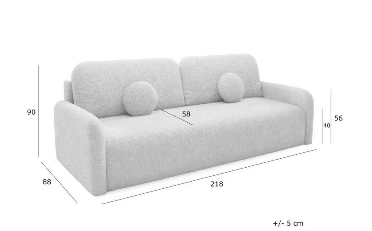 SOFA Grafit RAVI Mit Bettkasten Fredo 40 - Graphitfarben, Textil (218/90/88cm) - Sepro Meble