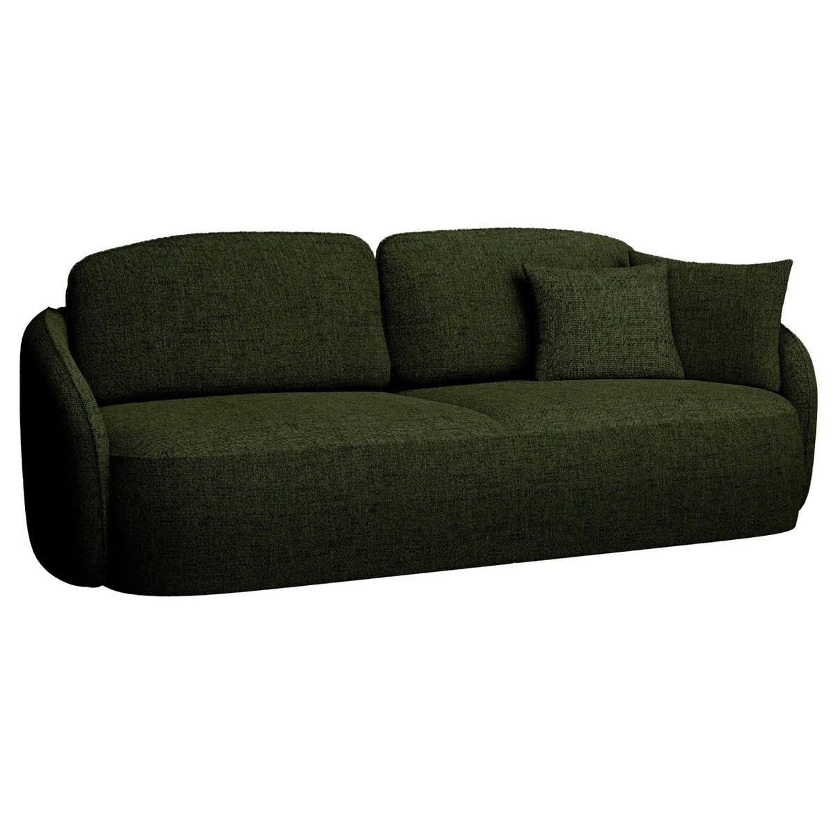 3-SITZER-SOFA Savoy Olivgrün mit Schlaffunktion - Schwarz/Olivgrün, Kunststoff/Textil (254/96/105cm) - Selsey