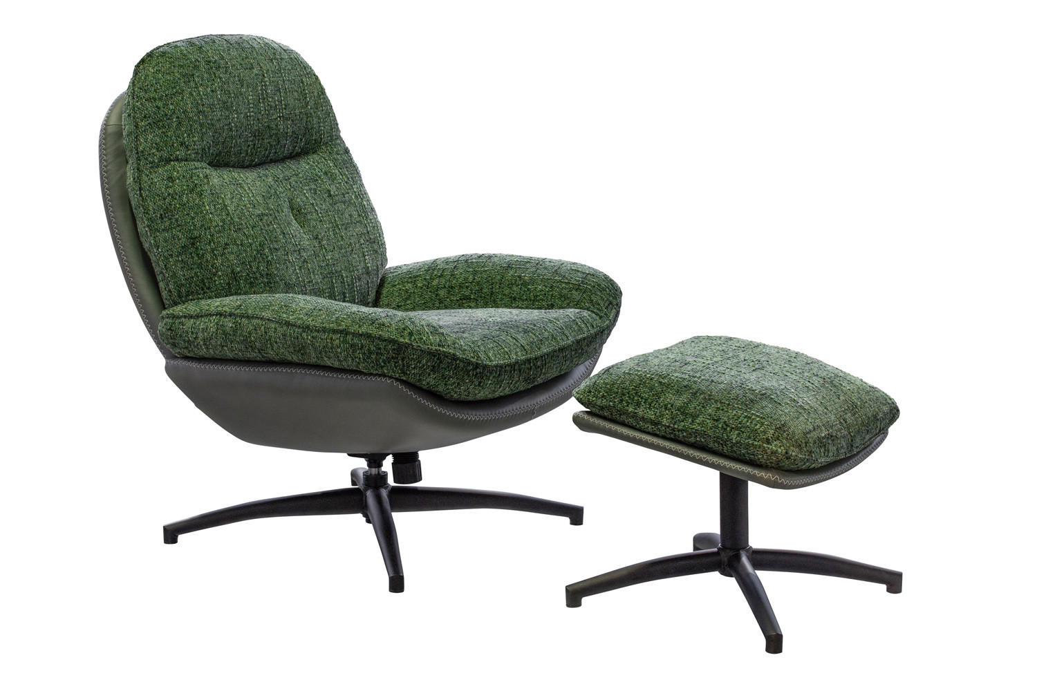 DREHSESSEL Genua, Webstoff, Grün - Grün, Textil (93/99/78cm) - dasmöbelwerk