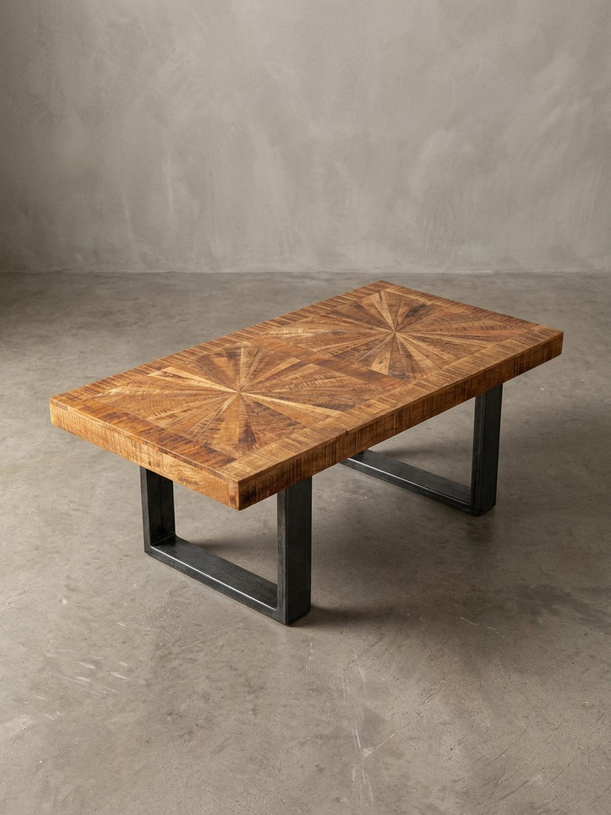 COUCHTISCH Mangoholz in Rustikalem Stil mit Metallbeinen, Maße 105x40x55 cm, Traglast 50 kg - Anthrazit/Braun, Holz/Metall (55/105/40cm) - KADIMA DESIGN
