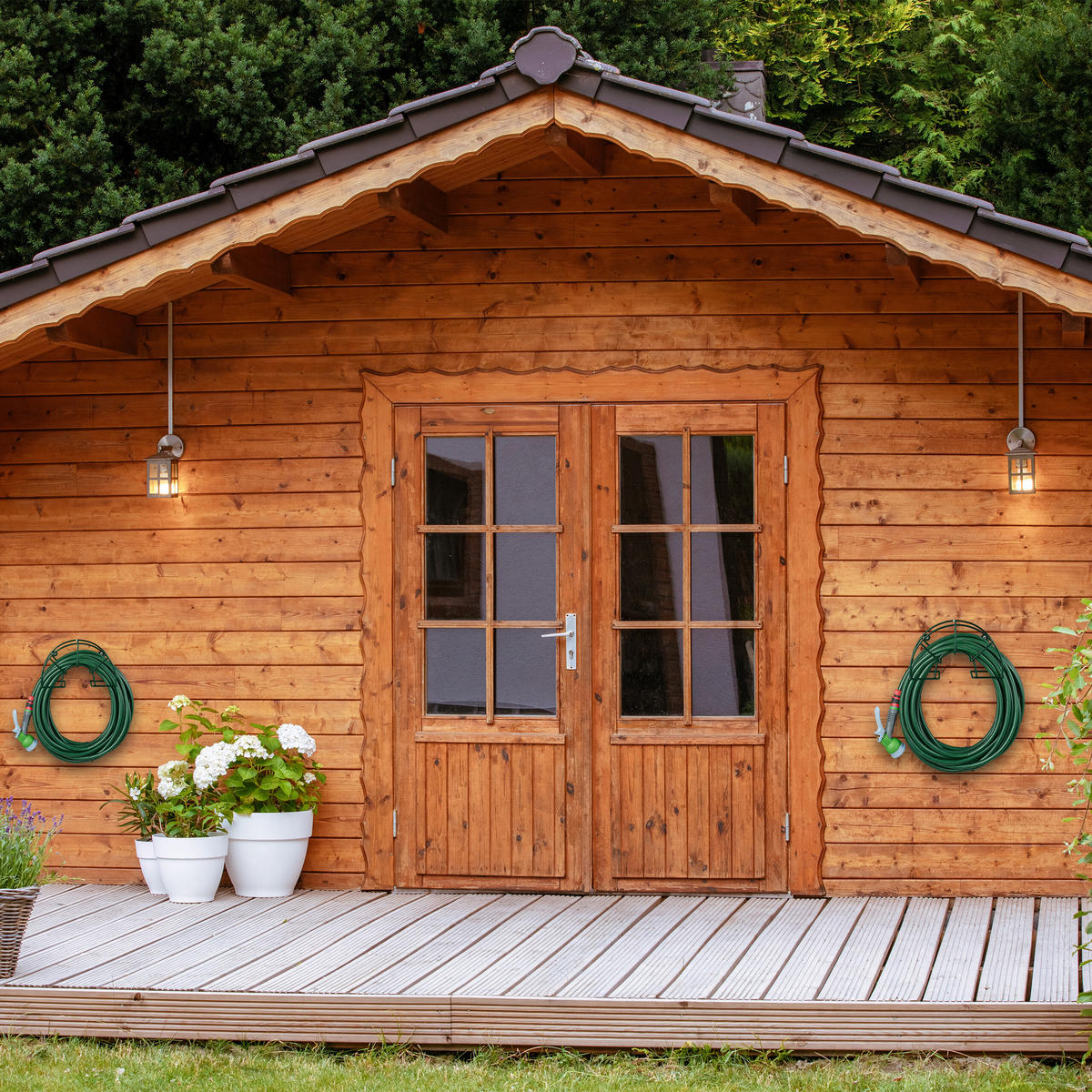 SCHLAUCHHALTER - Dunkelgrün, Metall (30.5/19/13.5cm) - Relaxdays