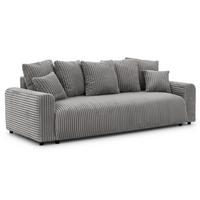 SCHLAFSOFA Calma mit Bettkasten im Bumpy-Design aus weichem Grau Plüschcord - Schwarz/Grau, Holz/Kunststoff (239/88/98cm) - S-Style