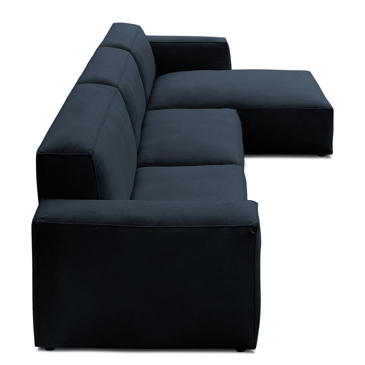 ECKSOFA mit Longchair - Schwarz/Dunkelblau, Kunststoff/Textil (345/170cm) - home24