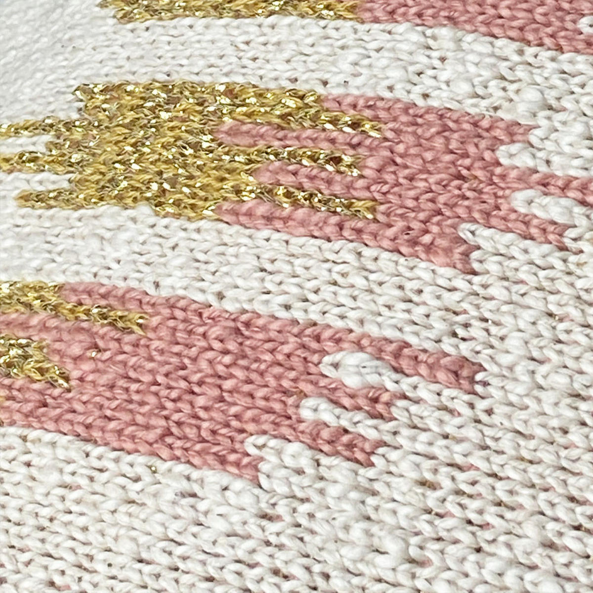 DEKOKISSEN Ikat gestrickt Lurex Rosa 50x50 - Pink, Textil (50/50/12cm) - Malagoon