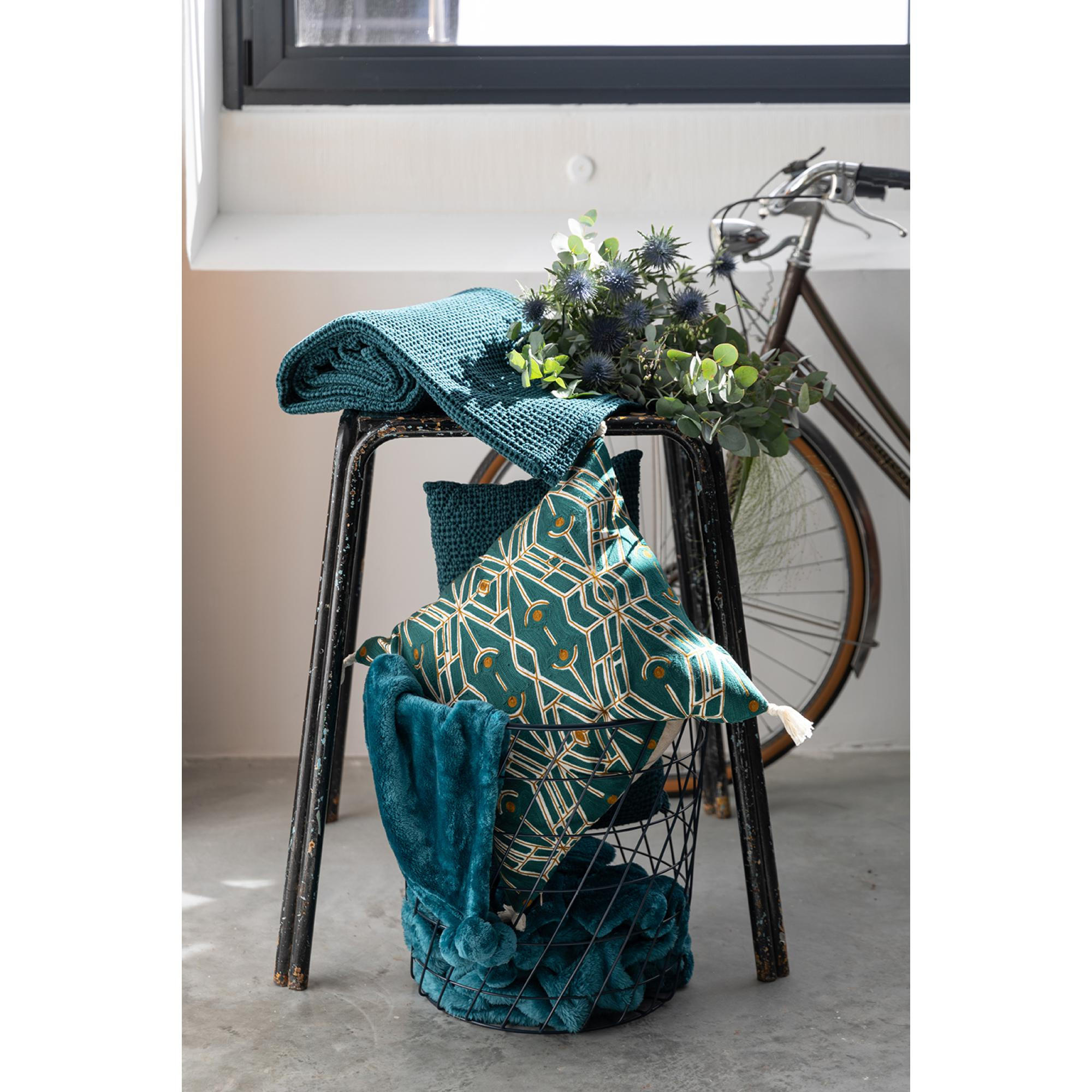 BETTÜBERWURF Maia petrolgrün 260 x 260 cm - Dunkelblau, Textil (260/260cm) - Vivaraise