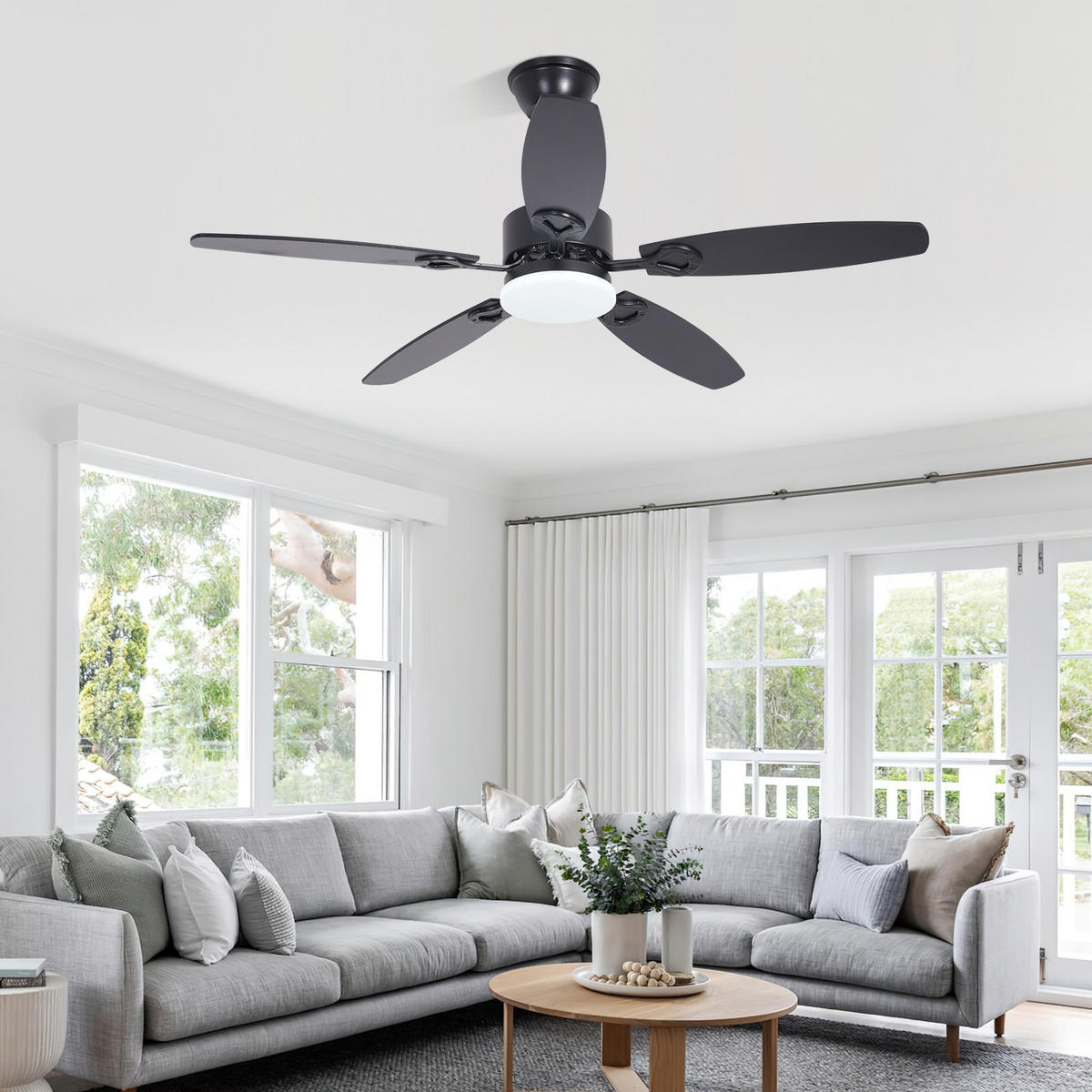 LED DECKENVENTILATOR Ularen 112/15/40 cm - Schwarz, Metall (112/15/40cm) - ZMH