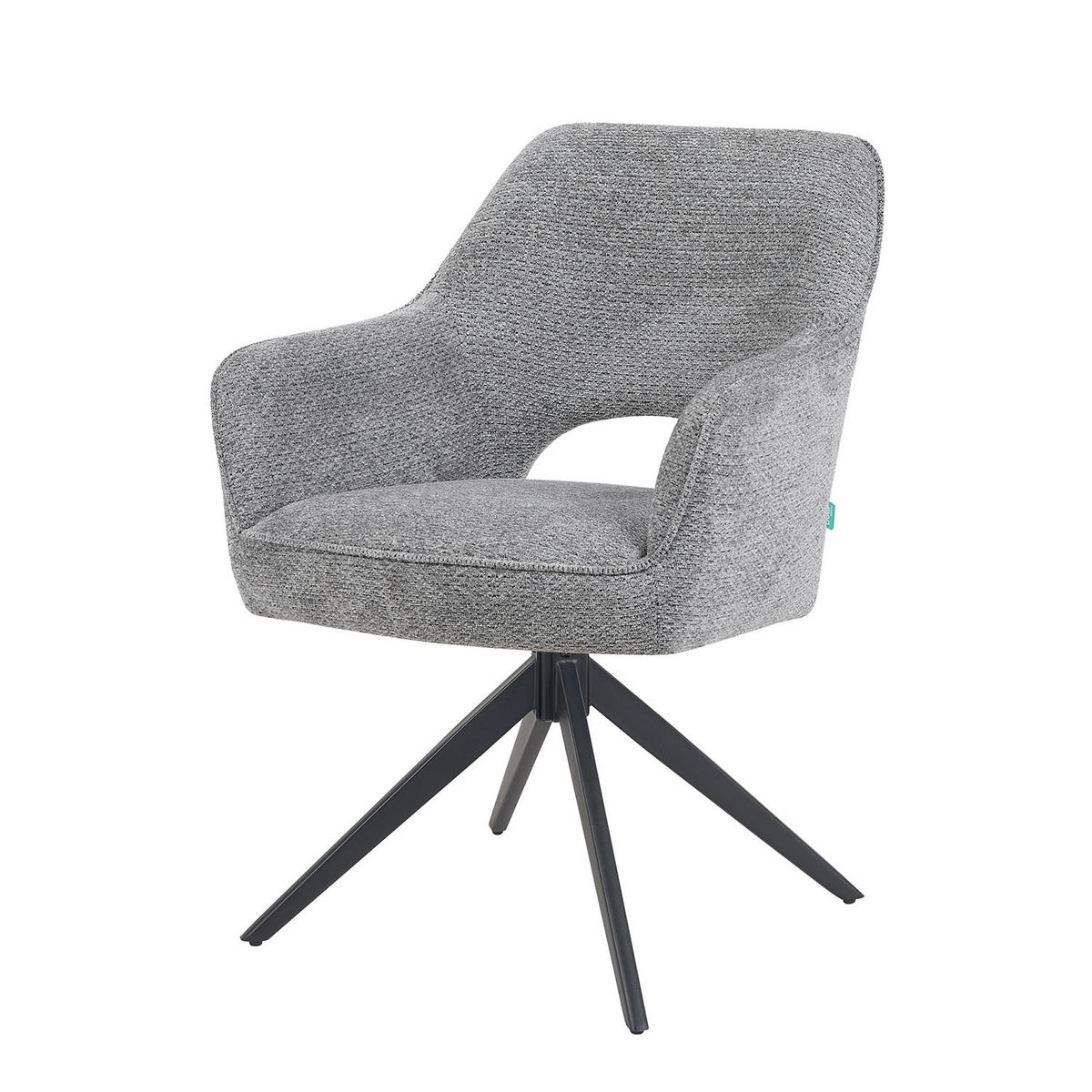 DREHSTUHL Mika-Nils 2er-Set - Dunkelgrau/Schwarz, Textil/Metall (60/87/65cm) - DUBI Möbel
