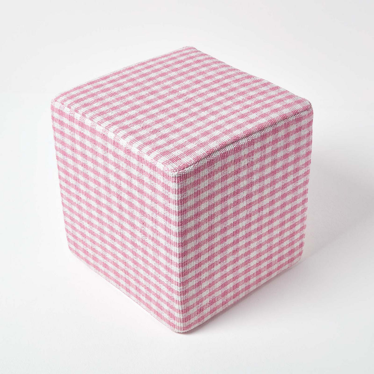 SITZWÜRFEL Vichy-Karo rosa, Hocker kariert 36/36/38 cm - Rosa, Textil (36/38/36cm) - Homescapes