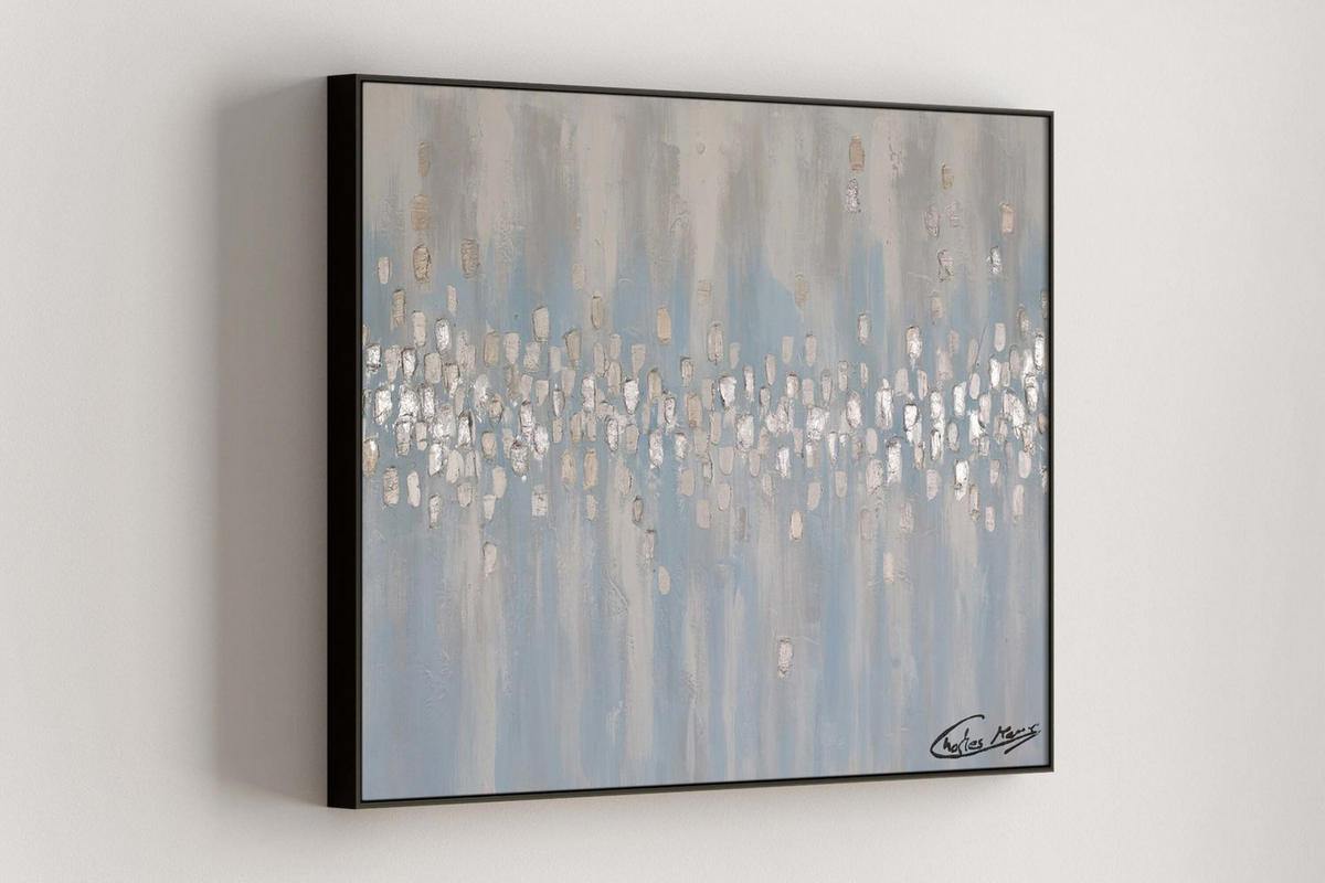 ACRYLBILD HANDGEMALT 100/75 cm - Blau/Beige, Holz/Textil (100/75cm) - KUNSTLOFT