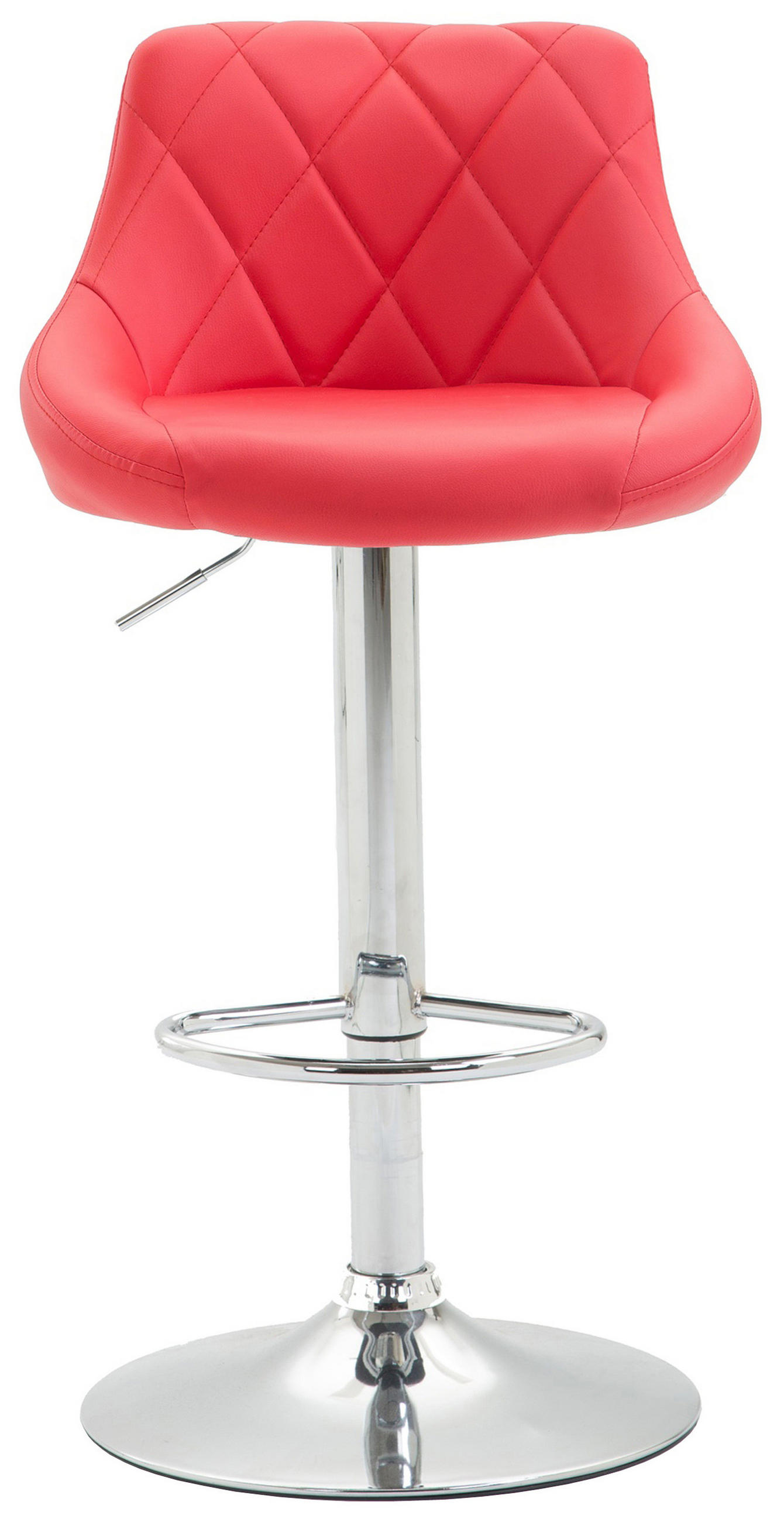 BARHOCKER Lazius, 2er Set, Gestell Metall in Chromoptik, Kunstleder Rot - Chromfarben/Rot, Kunststoff/Textil (46/100/49cm) - TPFLiving