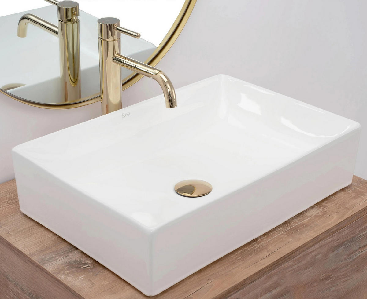 AUFSATZWASCHBECKEN Rea Inga White - Weiß, Keramik (34.5/12/51cm) - REA
