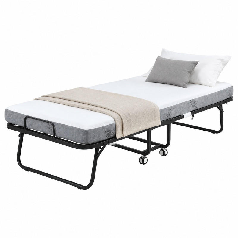 KLAPPBETT mit Rollen 200x80 cm Stahl Weiß - Weiß, Metall (80/200cm) - Beauniv