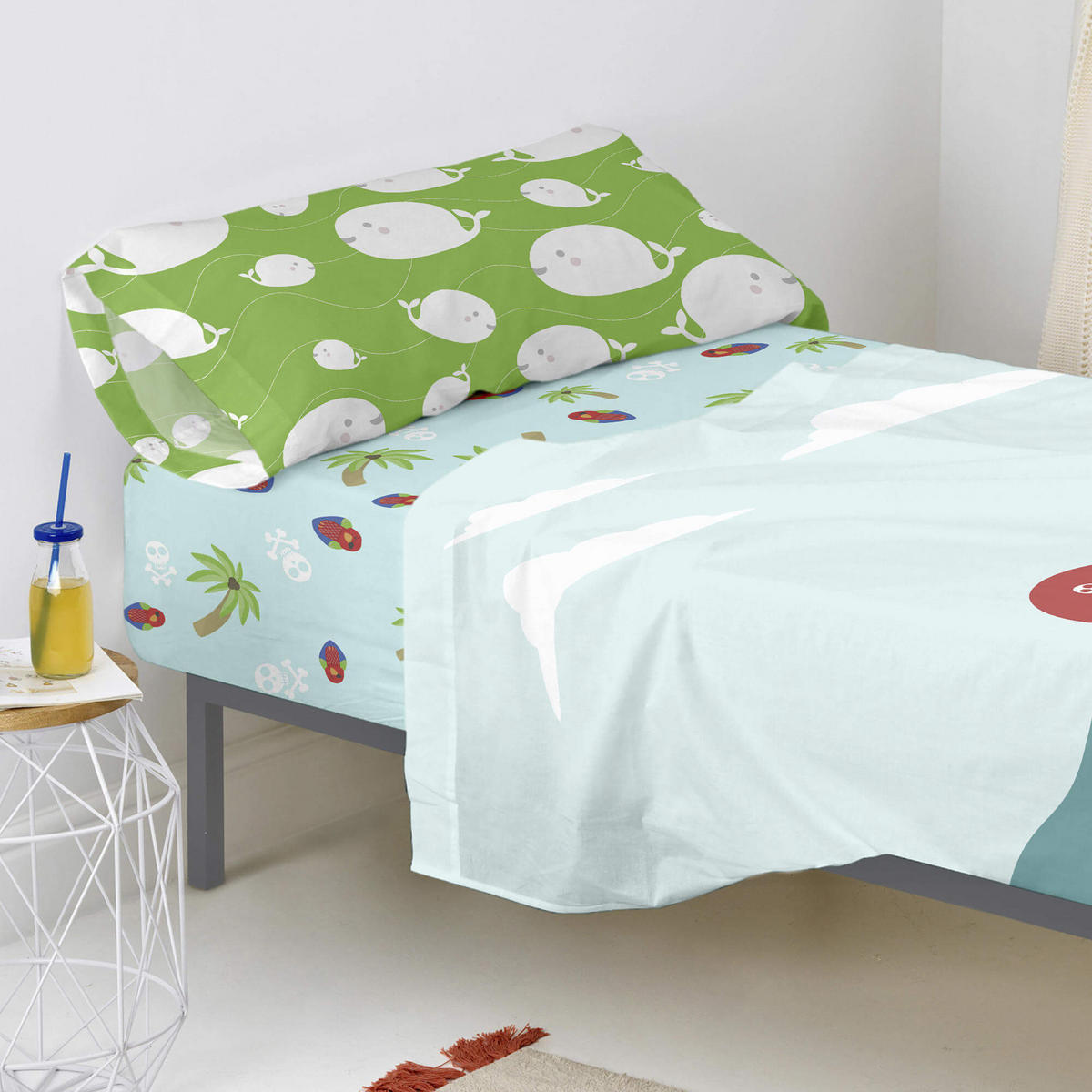 SPANNBETTTUCH pirata 105x200x32 cm mehrfarbig - Multicolor, Textil (105/200cm) - Happy Friday