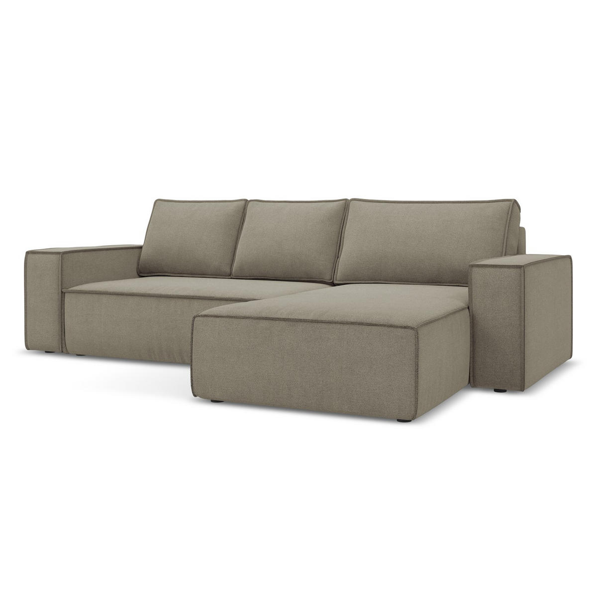 ECKSOFA mit Schlaffunktion Strukturstoff Stoff Beige - Beige/Schwarz, Kunststoff/Textil (290/185cm) - LaMiaSofa