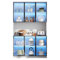 VITRINE LED Glasvitrine Hochschrank 200cm 6 Türen Weiß - Weiß, Holzwerkstoff (120/200/34cm) - FLIEKS