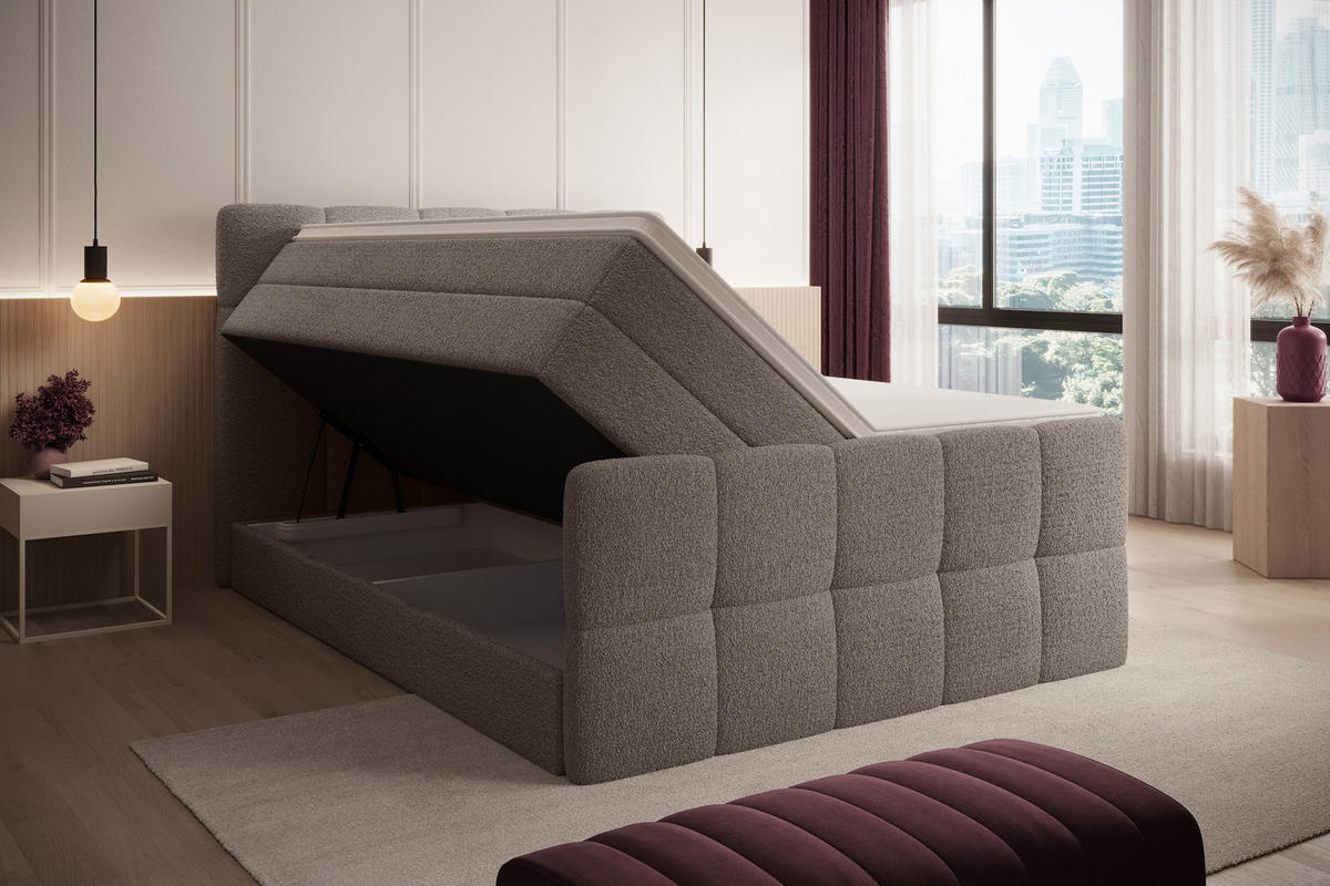 BOXSPRINGBETT Madison 2 braun 160/200 H3/H4 Boucle - Braun, Textil (160/200cm) - wonello